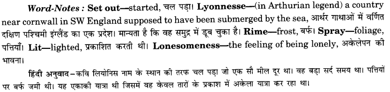 NCERT Solutions for Class 8 English Honeydew (Poem) Chapter 7 When I Set Out for Lyonnesse Q.1