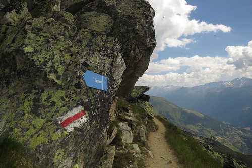 hiking outdoor landscape view eggishorn switzerland mountains fiesch wallis signs path trail summer