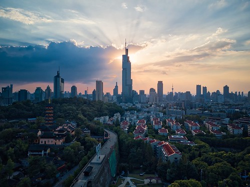 sunset tower sky skyscraper skyline city cityscape drone aerial hdr greatwall urban downtown cloud tall landscape landmark