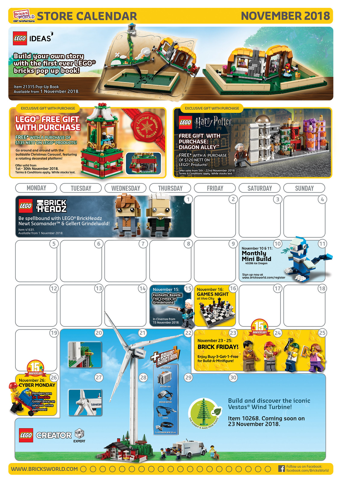 Brickfinder Bricksworld LEGO Certified Store Calendar November 2018