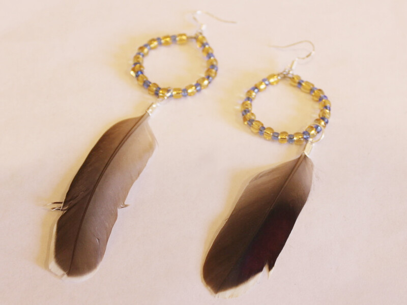 finished feather earrings
