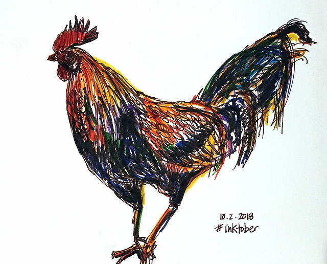 181002 Kauai rooster inktober