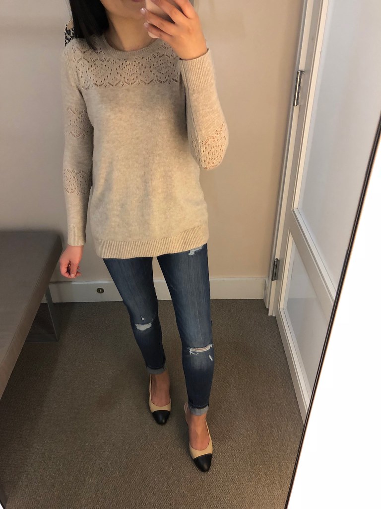 LOFT Lacy Pointelle Sweater, size SP