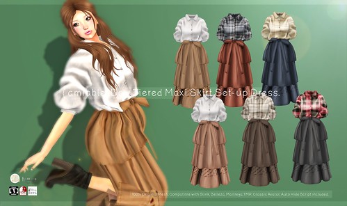 {amiable}Bow Tiered Maxi Skirt Set-up Dress@ N°21 21th Oct(50%OFF SALE).
