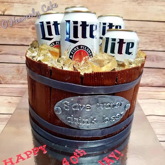 Miller Lite Beer Can Bucket Cake by O'Heavenly Cake