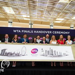 WTA CEO Steve Simon, Elina Svitolina, Kristina Mladenovic, Timea Babos, Tournament Officials