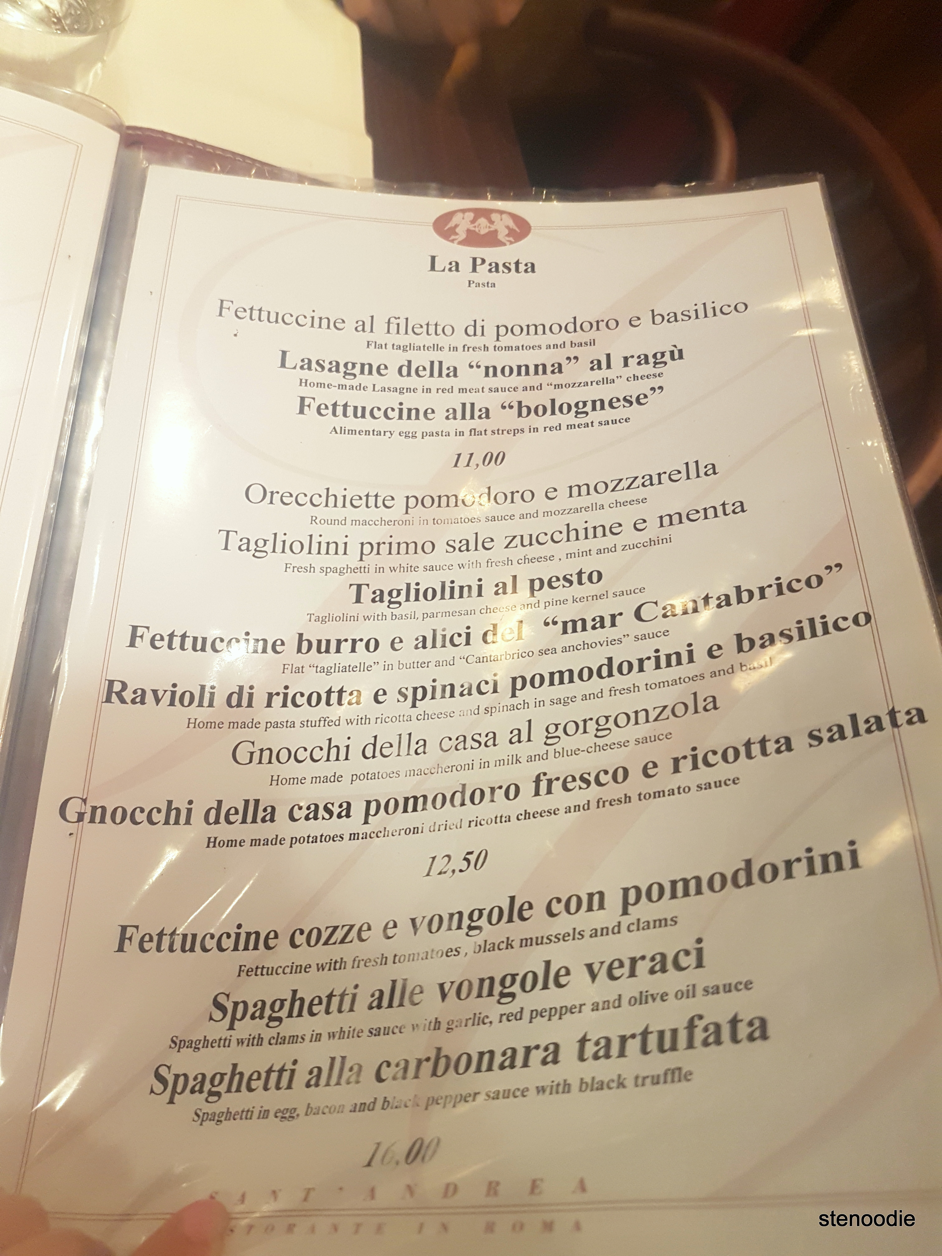 Ristorante Sant'Andrea menu and prices