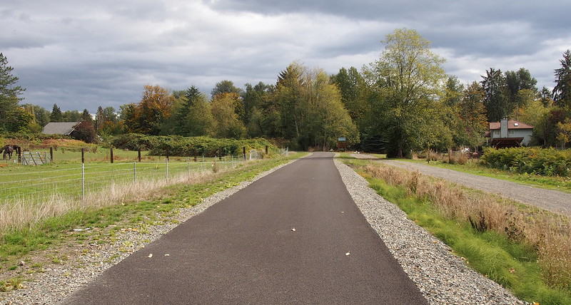 New Foothills Trail Extension/Infill: For many years, the Foothills Trail was divided into two sections: the lower section that most locals knew about, and the &quot;<a href="https://www.flickr.com/photos/105592384@N07/albums/72157648801234228">Missing Link</a>&quot; as I came to call it.  The latter started a bit east of South Prairie, then wound its way up to 268th Avenue-Court East across four bridges.

Pierce County condemned the right of way between the two sections a little while ago, and recently completed the trail in said right of way.  This section is shown here.