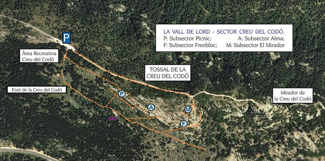 La Vall de Lord -20- Sector Tossal de la Creu del Codó -02- Accesos a vista de pájaro
