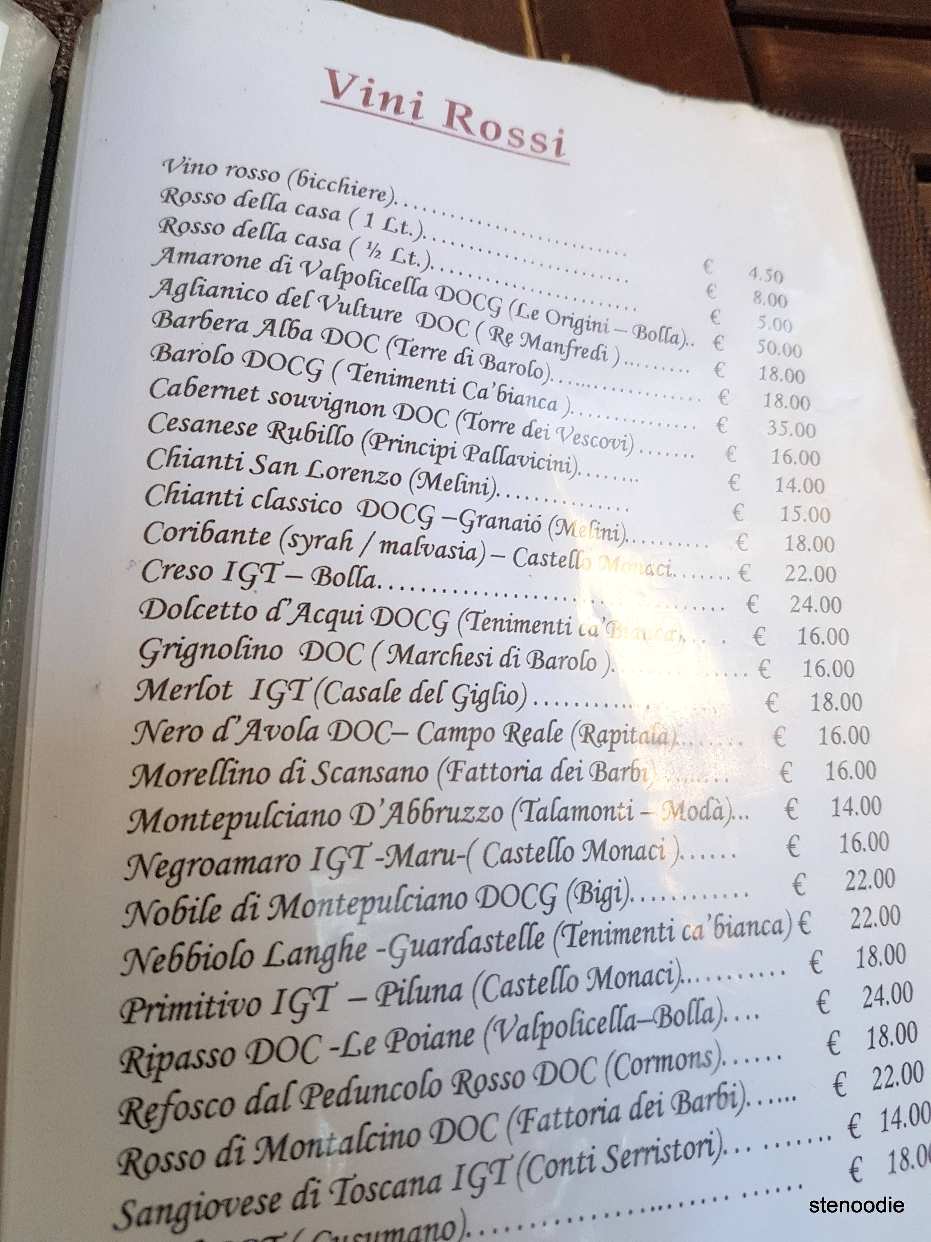RossoVino da Maurizio menu and prices