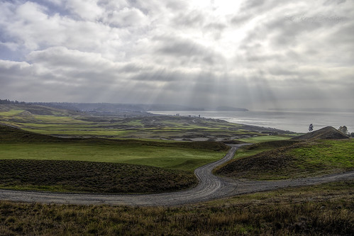 chambersbay pugetsound landscape trail crepuscularrays golfcourse ketronisland scenic