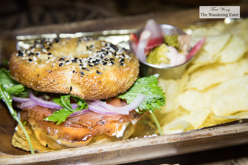 Bagel & Lox Lunchbox - House-made Everything bagel, gin & dill cured salmon, chips