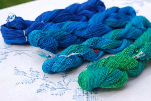 Handspun merino/silk yarn by irieknit on drop spindles lace yarn