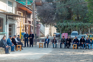 Männerversammlung in der Altstadt Samarkand