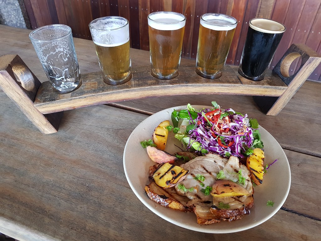 Roasted Pork Belly Salad AUG$26 & 4 Pines Tasters AUD$18 @ 4 Pines Brewing Company at Manly, Sydney