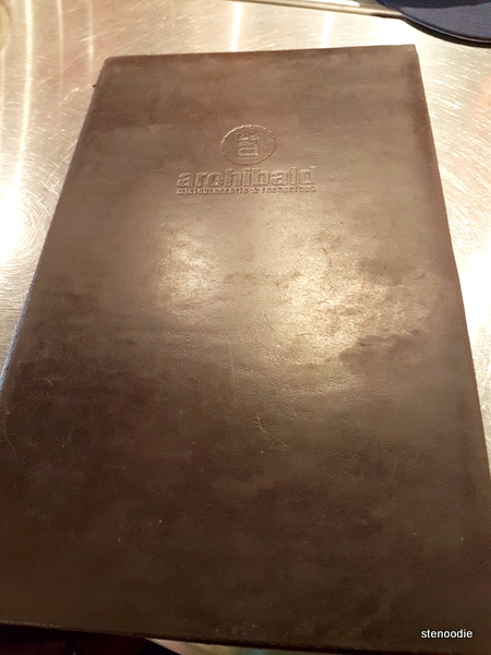 Archibald Microbrasserie leather menu cover