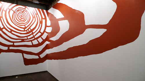 Across Doom Hopes the Guiding Fever, anamorphic wall drawing, LMAKprojects, New York, NY, 2012. Artist Nayda Collazo-Llorens