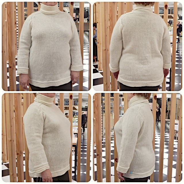 Белый свитер с плечом-погоном по инструкции Элизабет Циммерман | HoroshoGromko.ru
