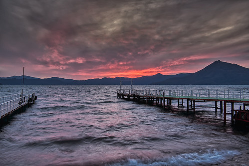 sunset lakeshikotsu lake japan