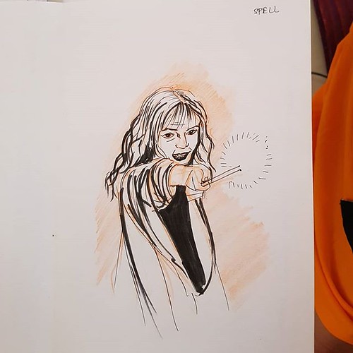 Failed attempt at sketching Hermione creating a spell #inktober #inktober2018 #spell #day4spell #harrypotter #hermionegranger