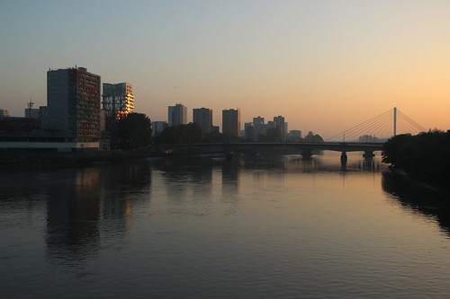 nantes sunrise loire river urban