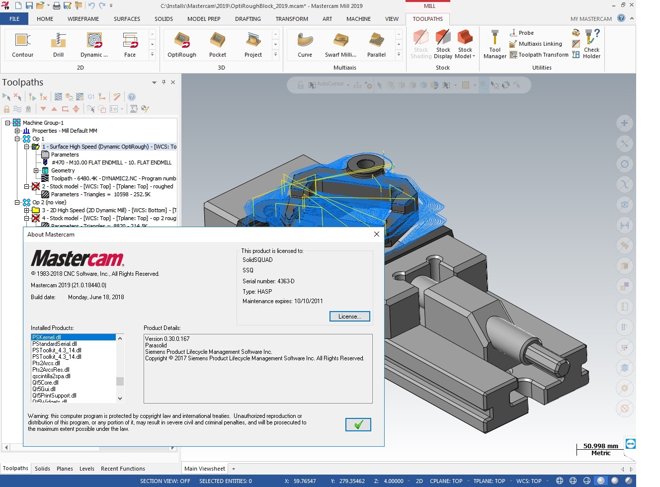 Machining with Update1 for Mastercam 2019 full license
