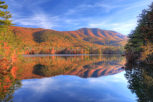 fall lake reflection autumn leaf color indian boundary cherokee national forest tennessee