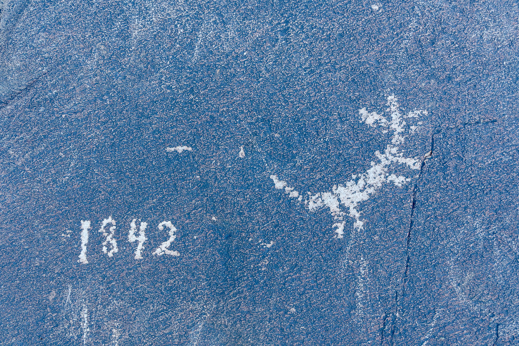 A petroglyph at Inpsiration Viewpoint in McDowell Sonoran Preserve is dated 1842