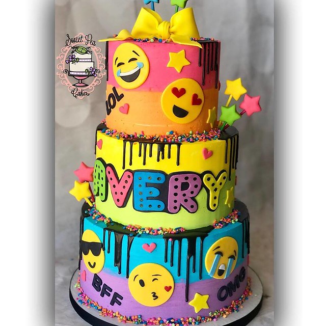Colorful Emoji Cake by Sweet Pea Cakes