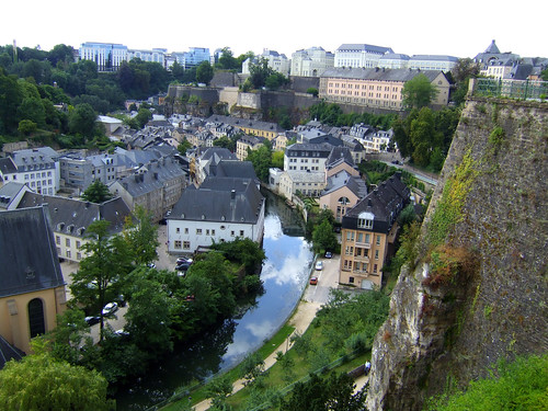 view of houses and river in Luxembourg Grund