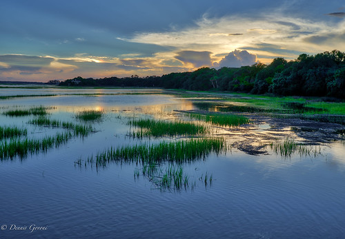 hiltonhead landscape marsh southcarolina sunset water